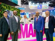 Tourism Minister Edmund Bartlett (2nd right) and Director of Tourism, Donovan White (2nd left) shares lens time with Rajeev Nangia (left) Chief Operating Officer of TRAC Representations and