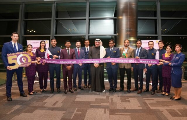 Vistara commenced services between Mumbai and Doha, Its 50th destination