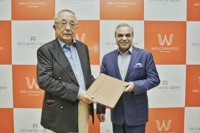 Anil Chadha, Chief Executive, ITC Hotels with Thinley Namgyal Densapa, Proprietor, Denzong Regency at the signing ceremony for Welcomhotel Gangtok