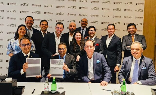 The signing of Svelte Delhi, a member of Radisson Individuals in the presence of Radisson Hotel Group’s Global leadership team and Advent Hospitality Pvt. Ltd.