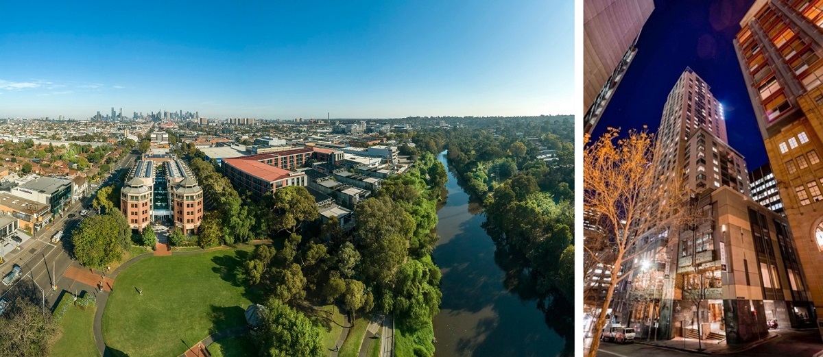 Amora Riverwalk Melbourne (left); Amora Hotel Jamison Sydney (right)