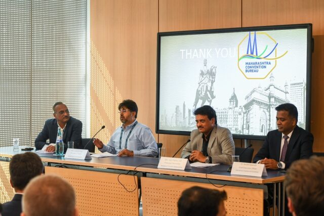 From L- R_Dr B.N Patil, Shri Indranil Naik, Minister of State for Tourism, Shri Atul Patne, IAS, Principal Secretary (Tourism) and & Dr. Senthil Gopinath, CEO, ICCA Maharashtra Convention Bureau