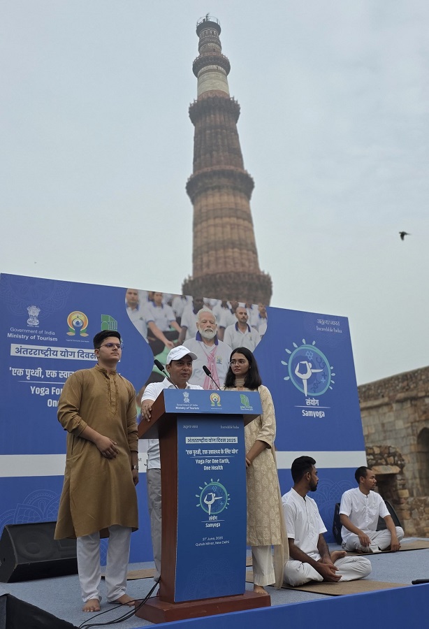Indiatourism Delhi celebrates International Day of Yoga at Qutub Minar Complex in New Delhi